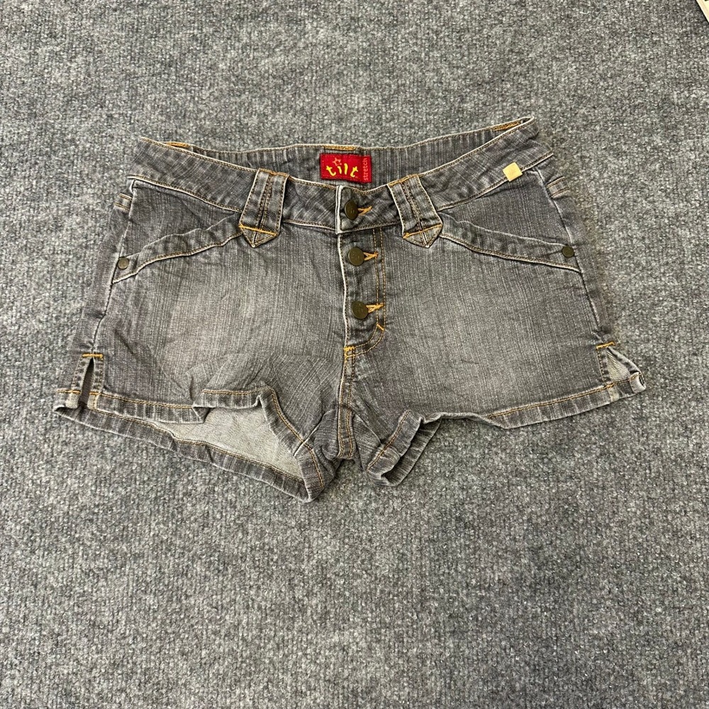 Tilt Denim Shorts Womens Size 1 Black Low Rise Button Fly Stretch Y2K Mini
